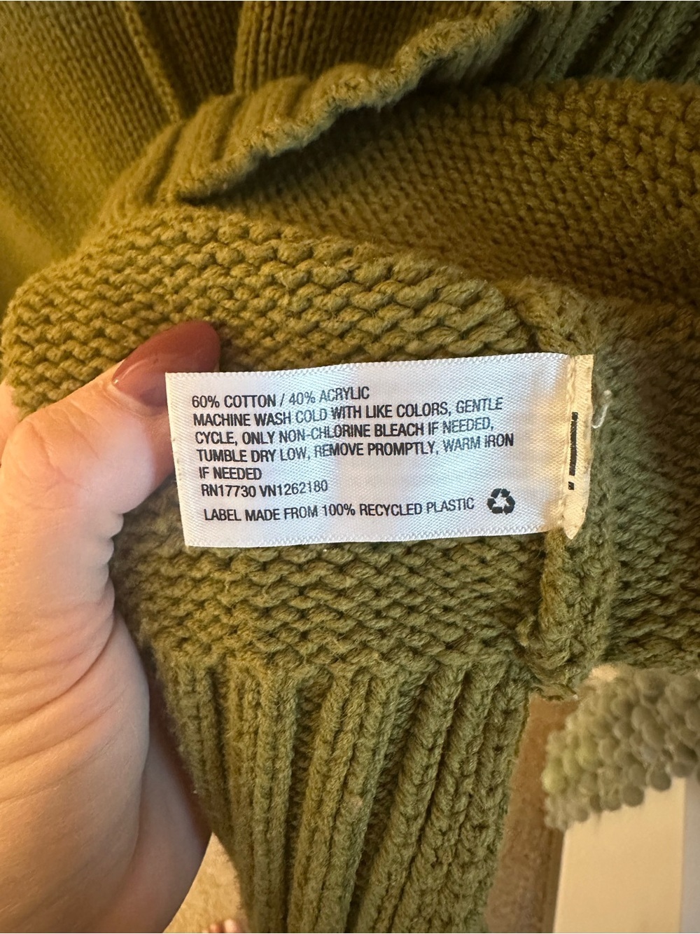 Olive Green Crewneck Sweater - Picture 5 of 7